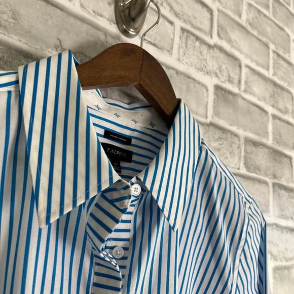 Talbots Blue and White Striped Button Down Shirt - Picture 2 of 8